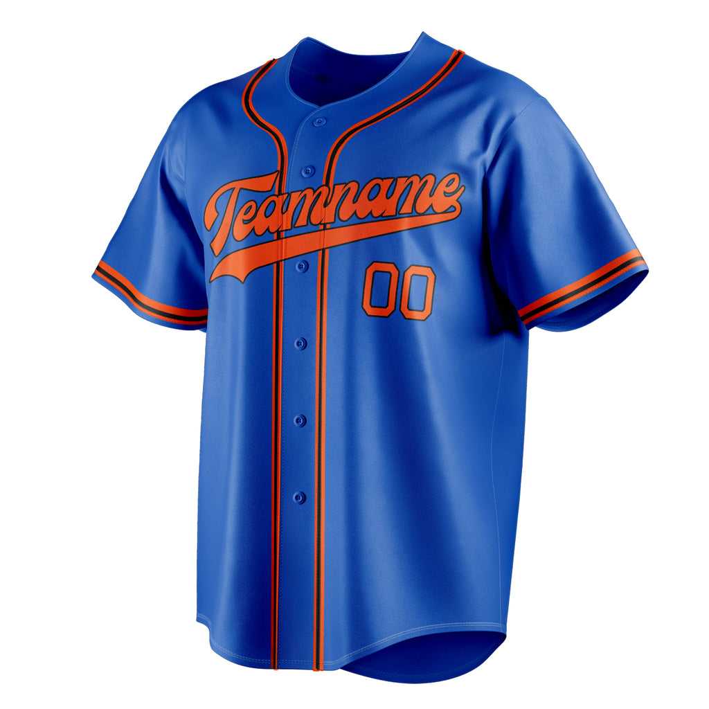 Personalized Thunder Blue & Orange Color Fan Baseball Jersey