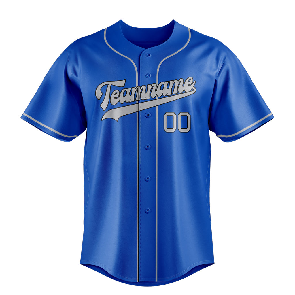 Personalized Thunder Blue & Gray Color Fan Baseball Jersey