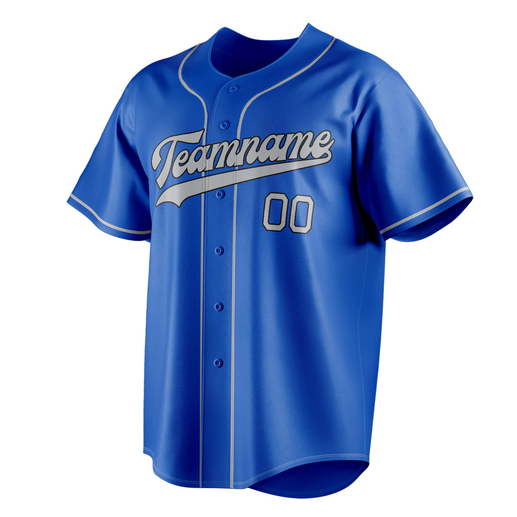 Personalized Thunder Blue & Gray Color Fan Baseball Jersey