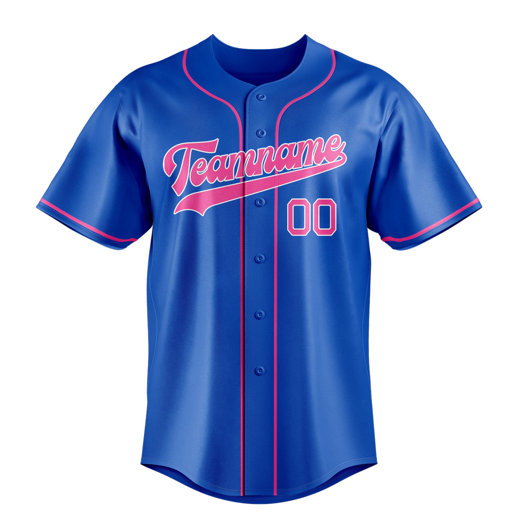 Personalized Thunder Blue & Pink Color Fan Baseball Jersey