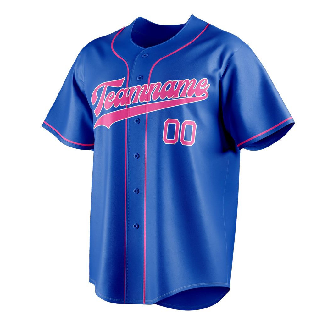 Personalized Thunder Blue & Pink Color Fan Baseball Jersey