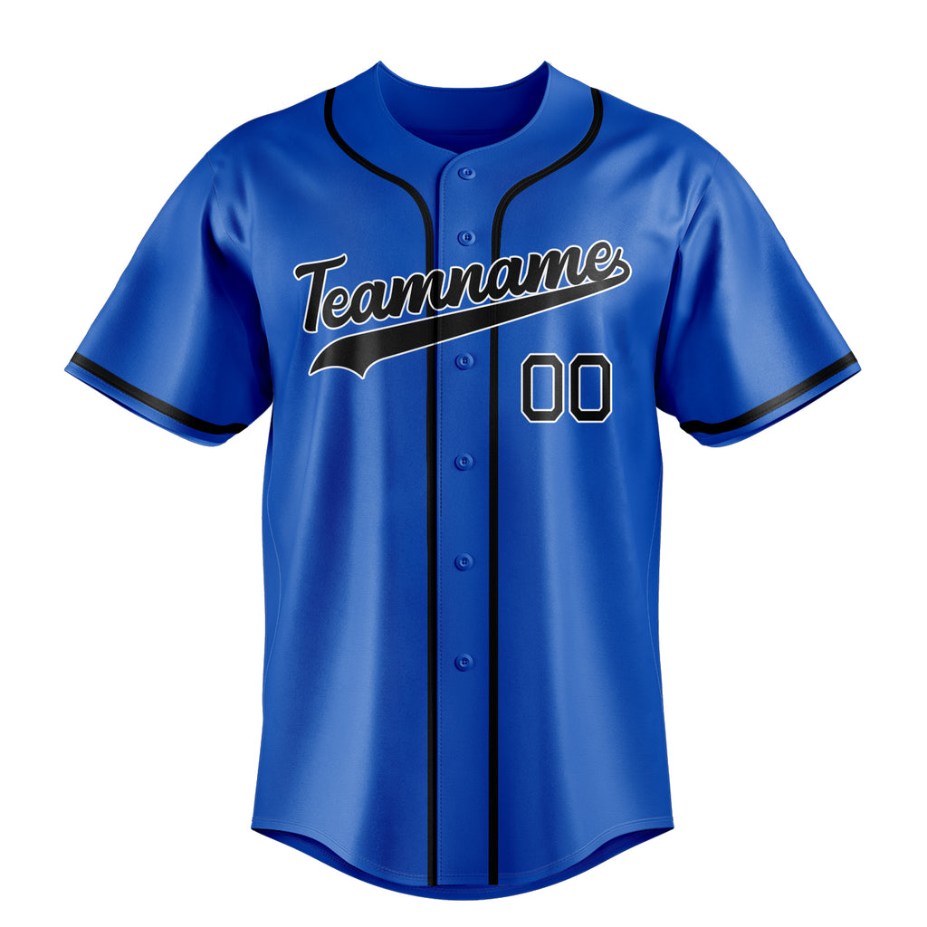 Personalized Thunder Blue & Black Color Fan Baseball Jersey