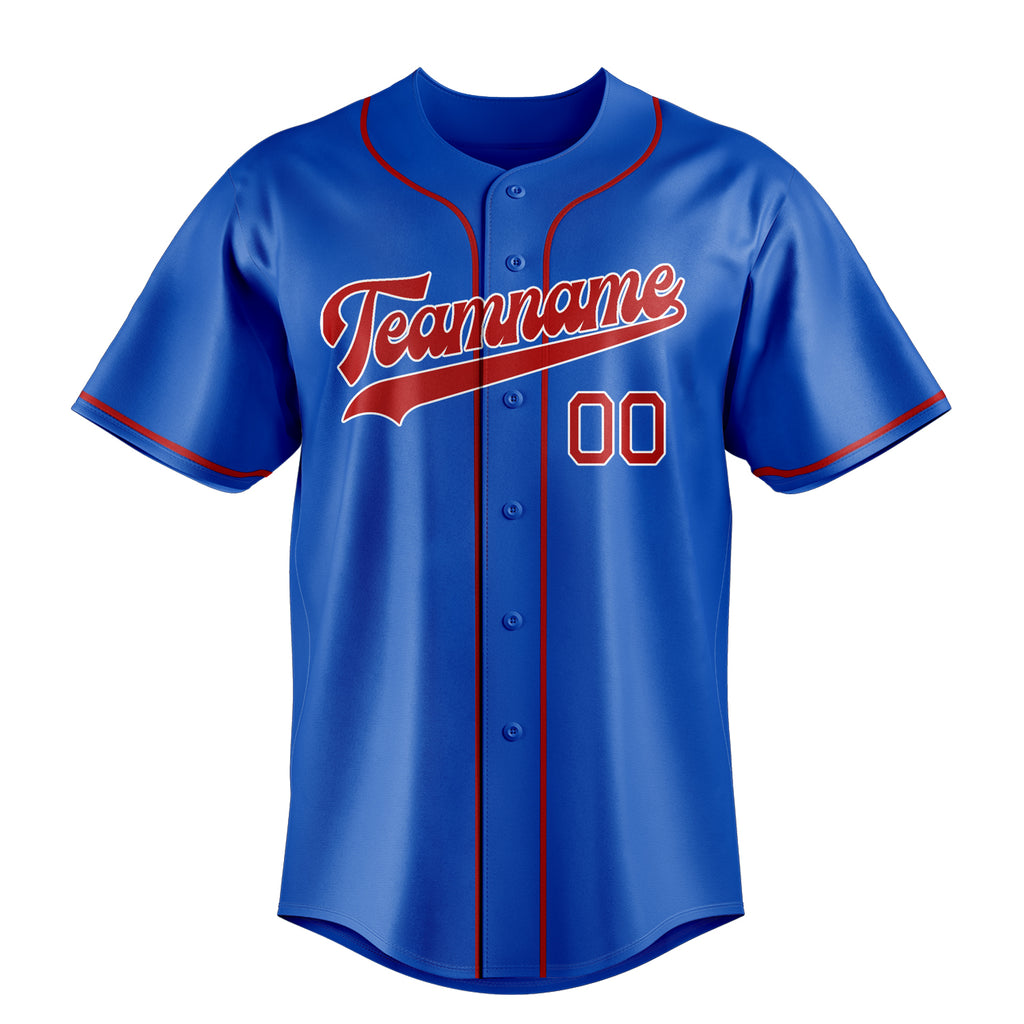 Personalized Thunder Blue & Crimson Color Fan Baseball Jersey