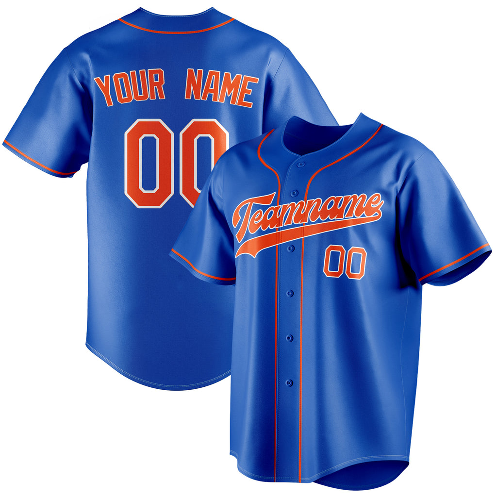 Personalized Thunder Blue & Orange Color Fan Baseball Jersey BB01240530WY355