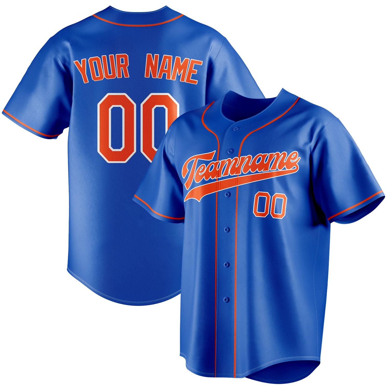 Personalized Thunder Blue & Orange Color Fan Baseball Jersey BB01240530WY355