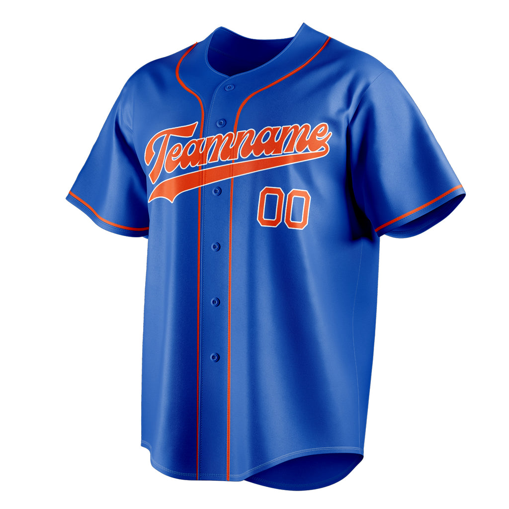 Personalized Thunder Blue & Orange Color Fan Baseball Jersey