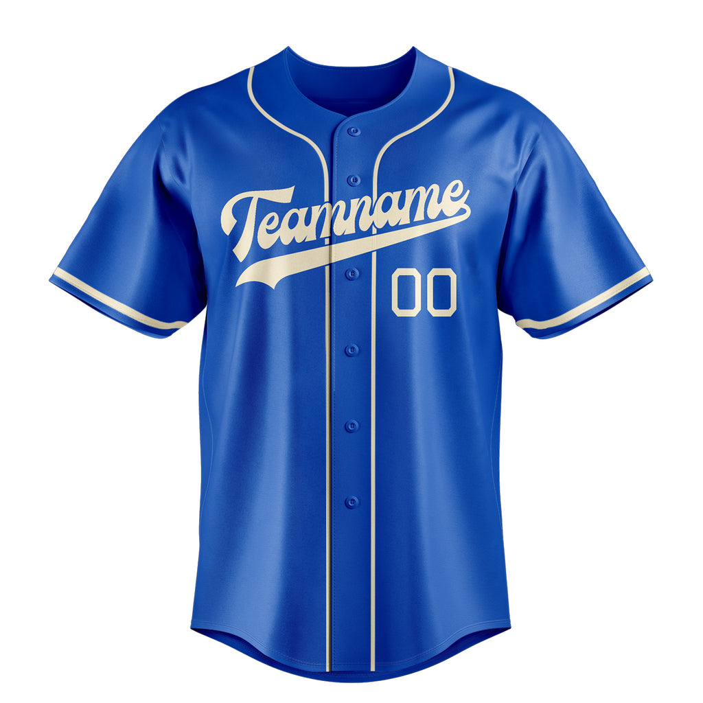 Personalized Thunder Blue & Cream Color Fan Baseball Jersey
