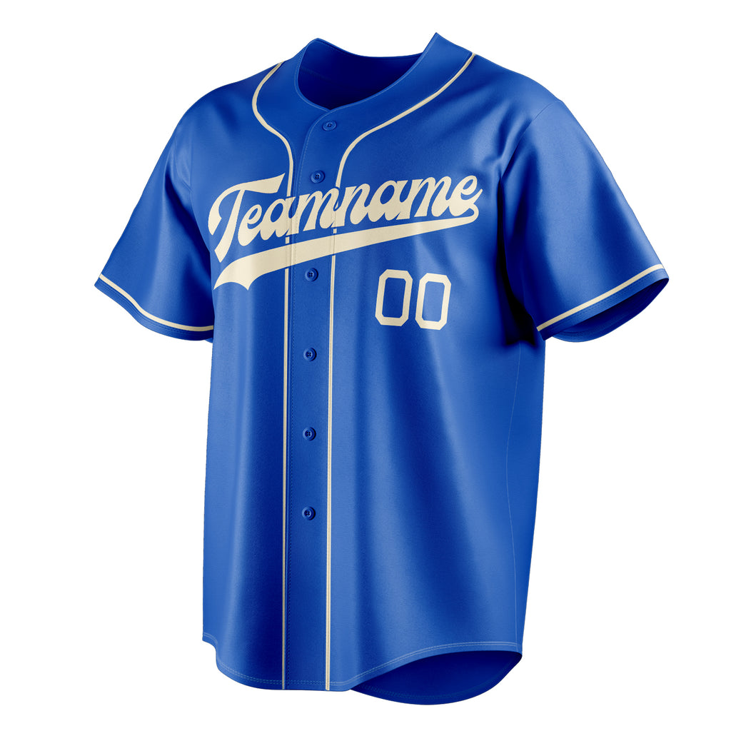 Personalized Thunder Blue & Cream Color Fan Baseball Jersey