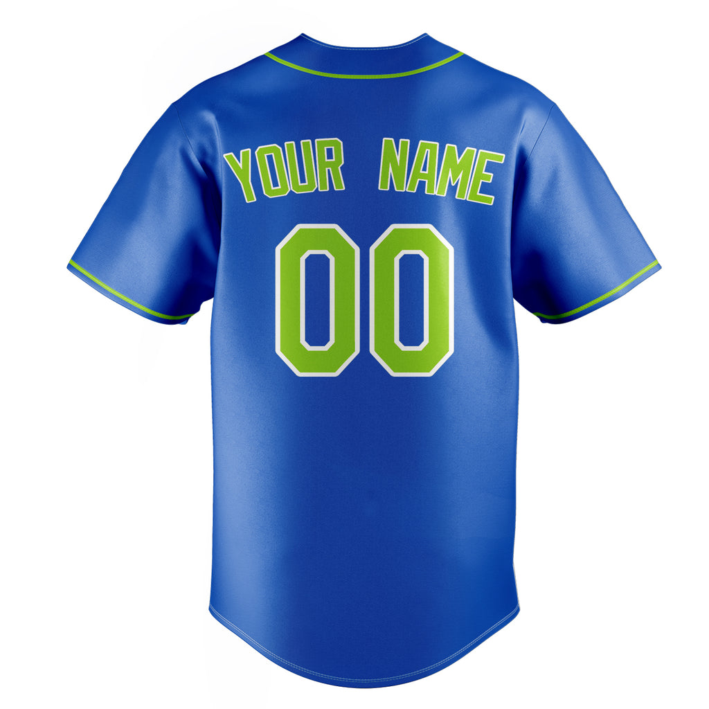 Personalized Thunder Blue & Green Color Fan Baseball Jersey