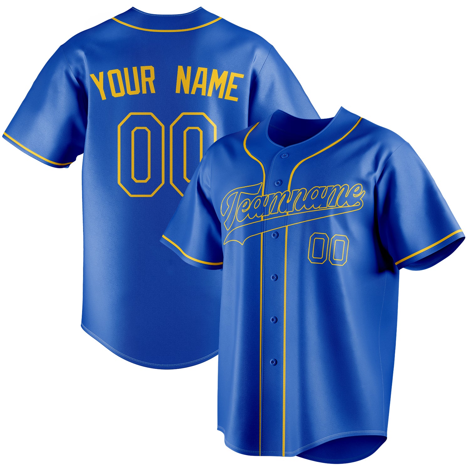 Personalized Thunder Blue & Gold Color Fan Baseball Jersey BB01240530WY359