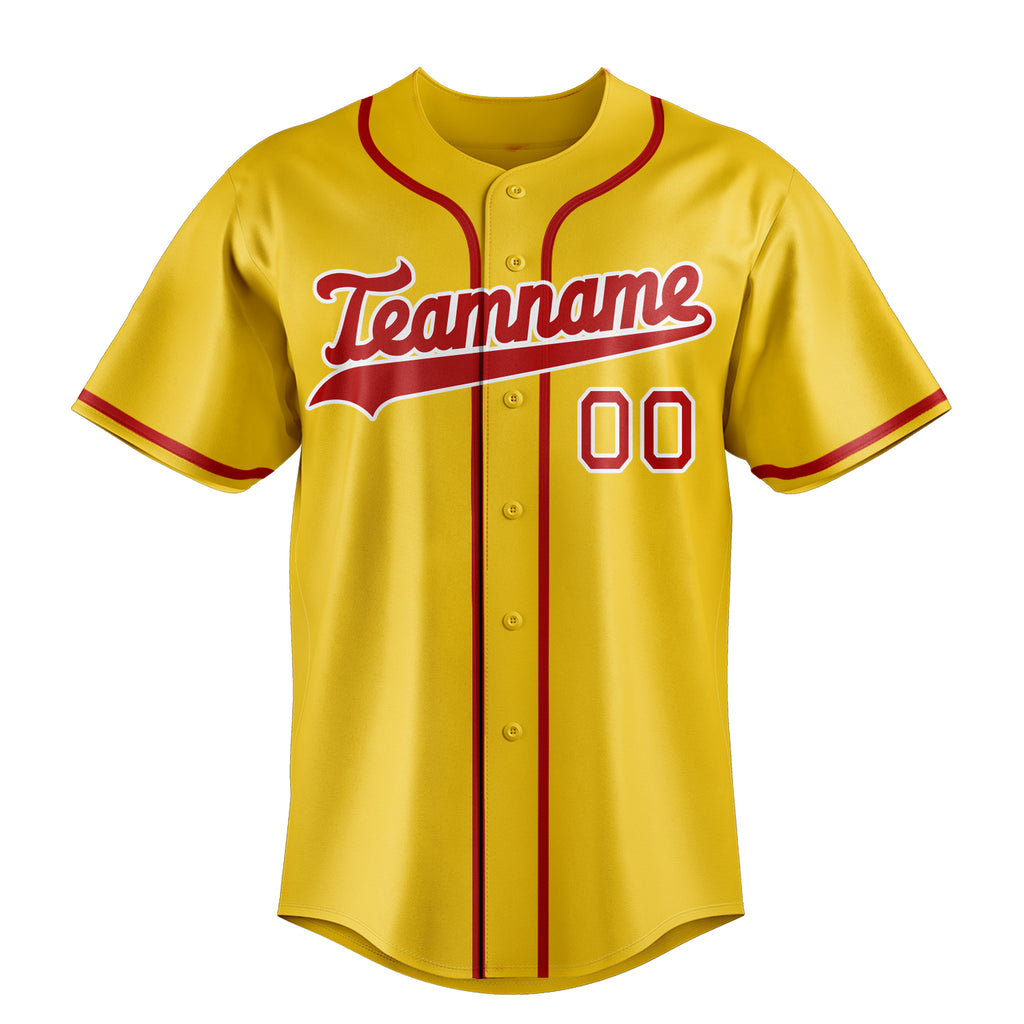 Personalized Yellow & Red Color Fan Baseball Jersey
