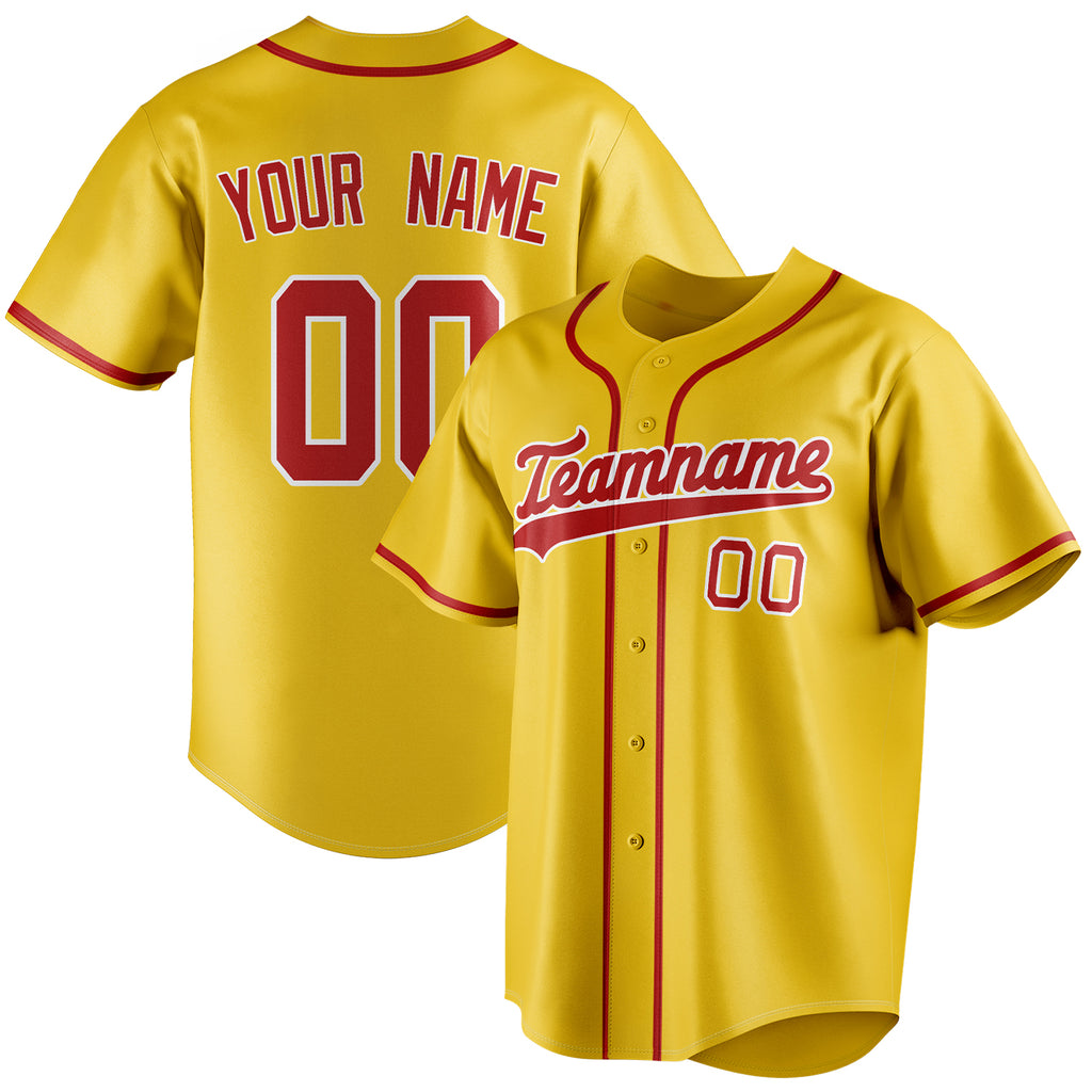 Personalized Yellow & Red Color Fan Baseball Jersey BB01240531CK561