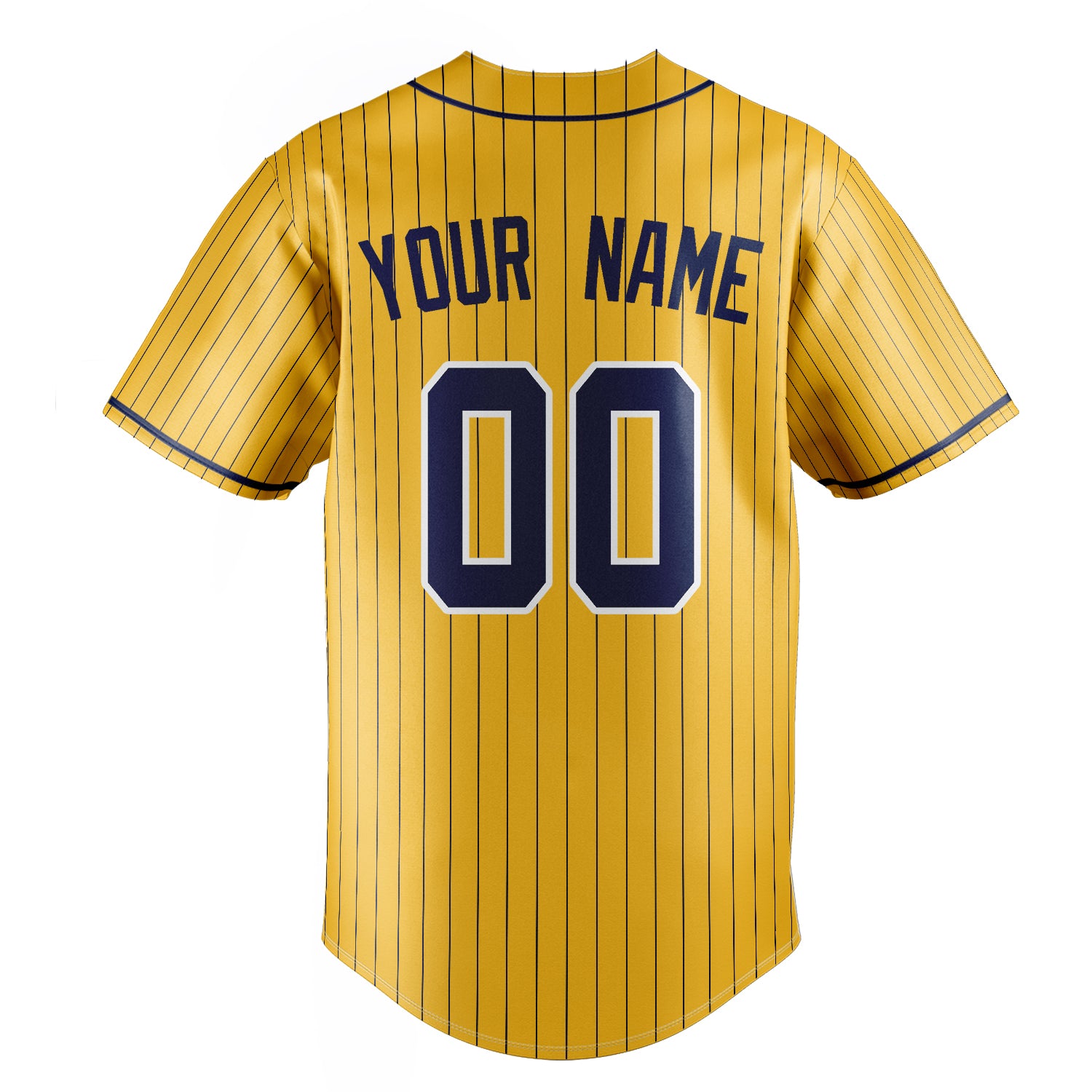 Personalized Yellow & Royal Royal Pinstripe Fan Baseball Jersey