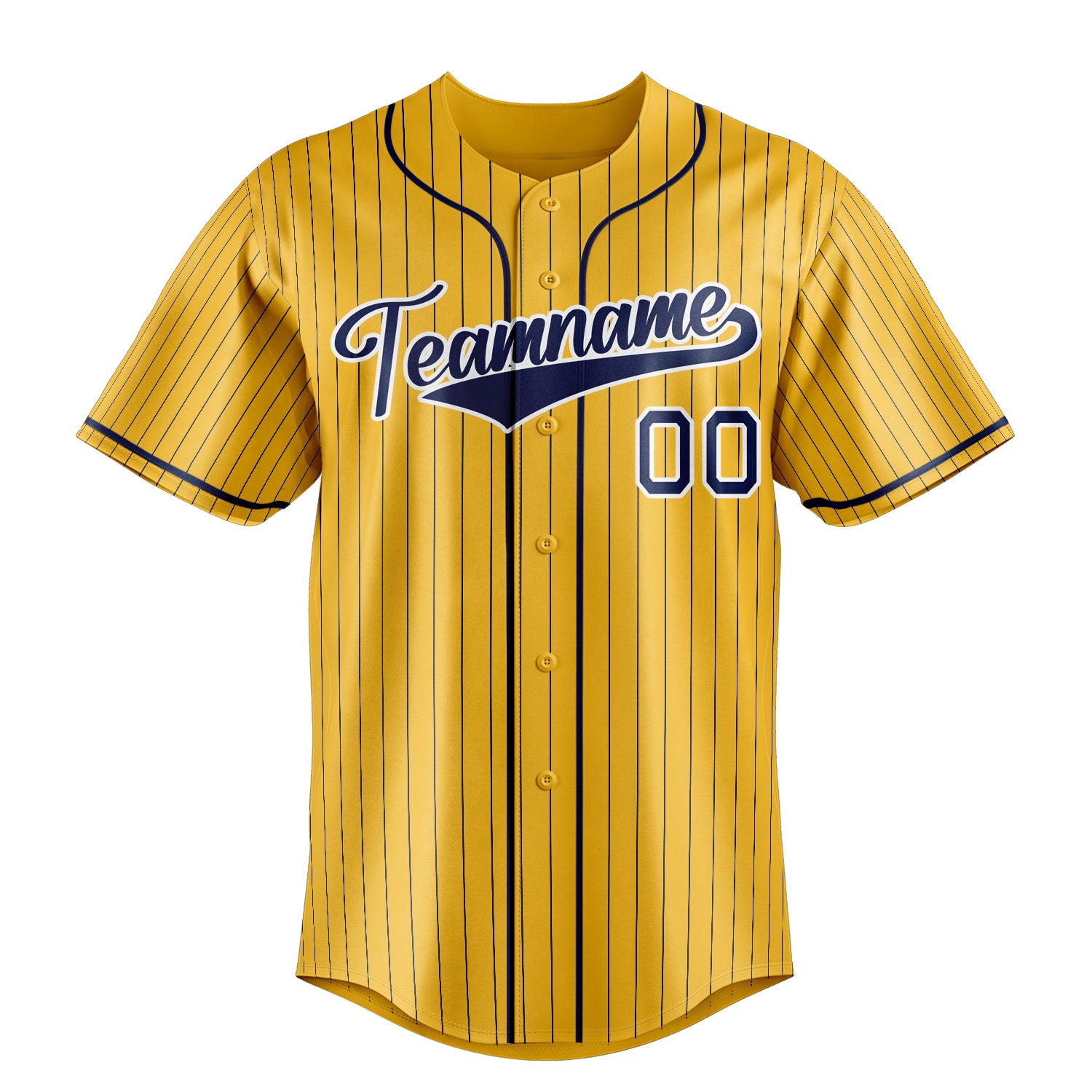 Personalized Yellow & Royal Royal Pinstripe Fan Baseball Jersey