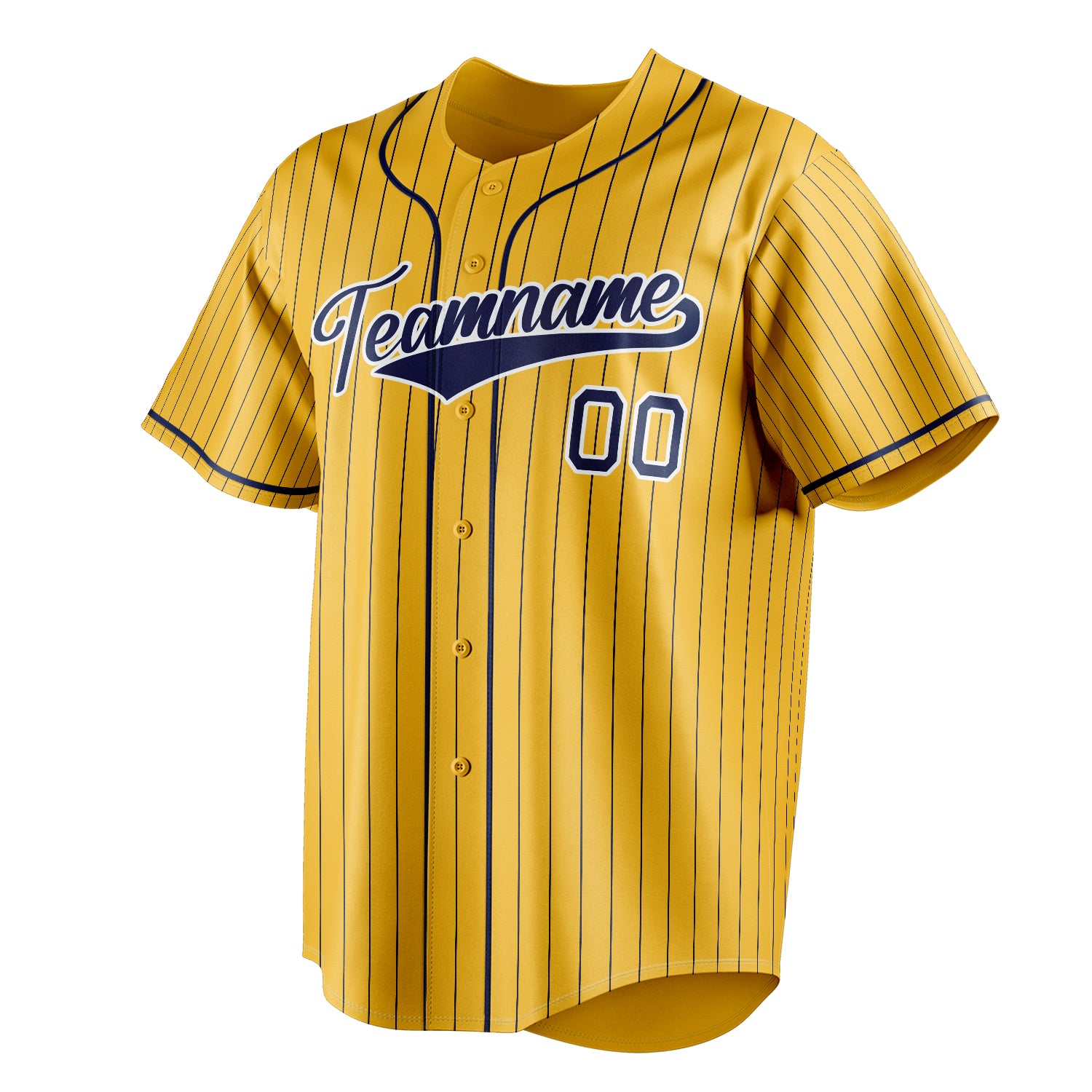 Personalized Yellow & Royal Royal Pinstripe Fan Baseball Jersey