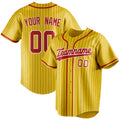 Personalized Yellow & Red Black Pinstripe Fan Baseball Jersey BB01240531CK564