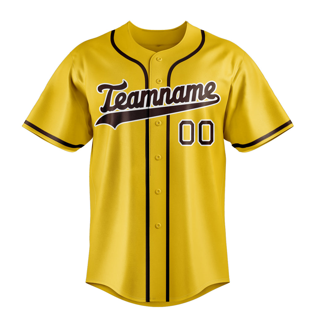 Personalized Yellow & Brown Color Fan Baseball Jersey