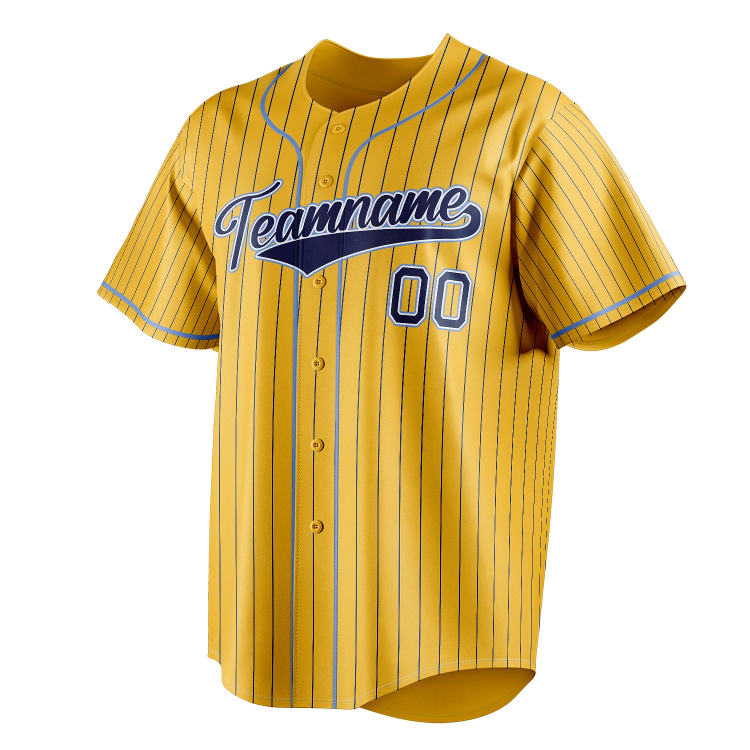 Personalized Yellow & Navy Navy Pinstripe Fan Baseball Jersey