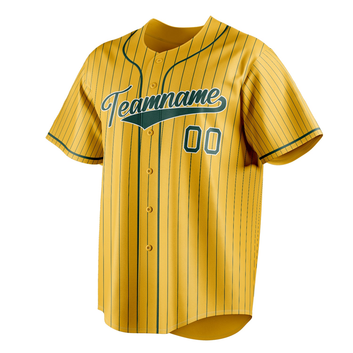 Personalized Yellow & Green Green Pinstripe Fan Baseball Jersey