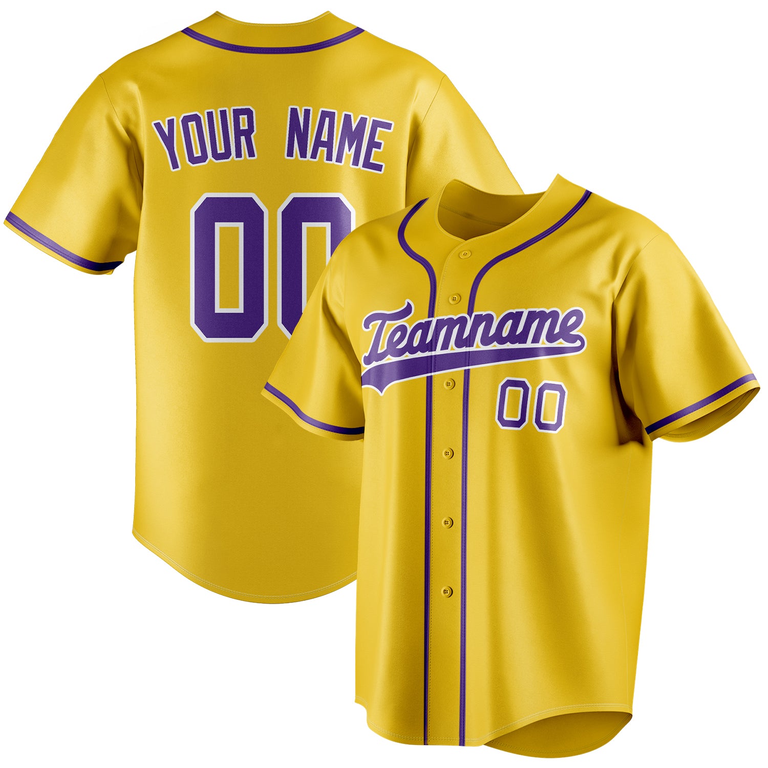 Personalized Yellow & Purple Color Fan Baseball Jersey BB01240531CK569