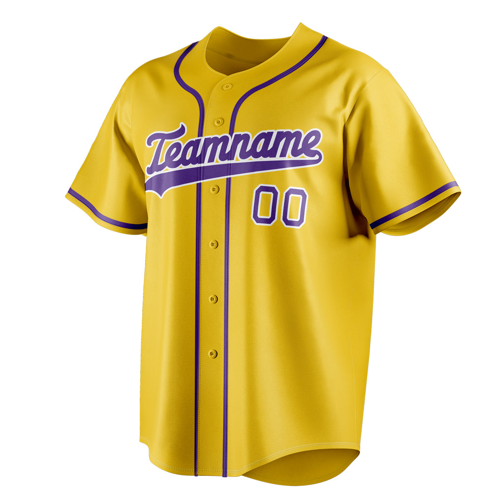 Personalized Yellow & Purple Color Fan Baseball Jersey