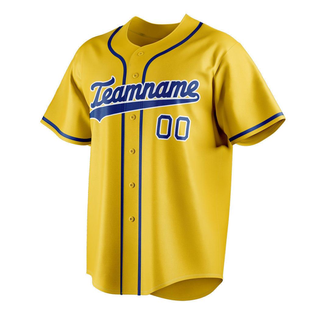 Personalized Yellow & Royal Color Fan Baseball Jersey