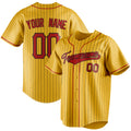 Personalized Yellow & Red Black Pinstripe Fan Baseball Jersey BB01240531CK572