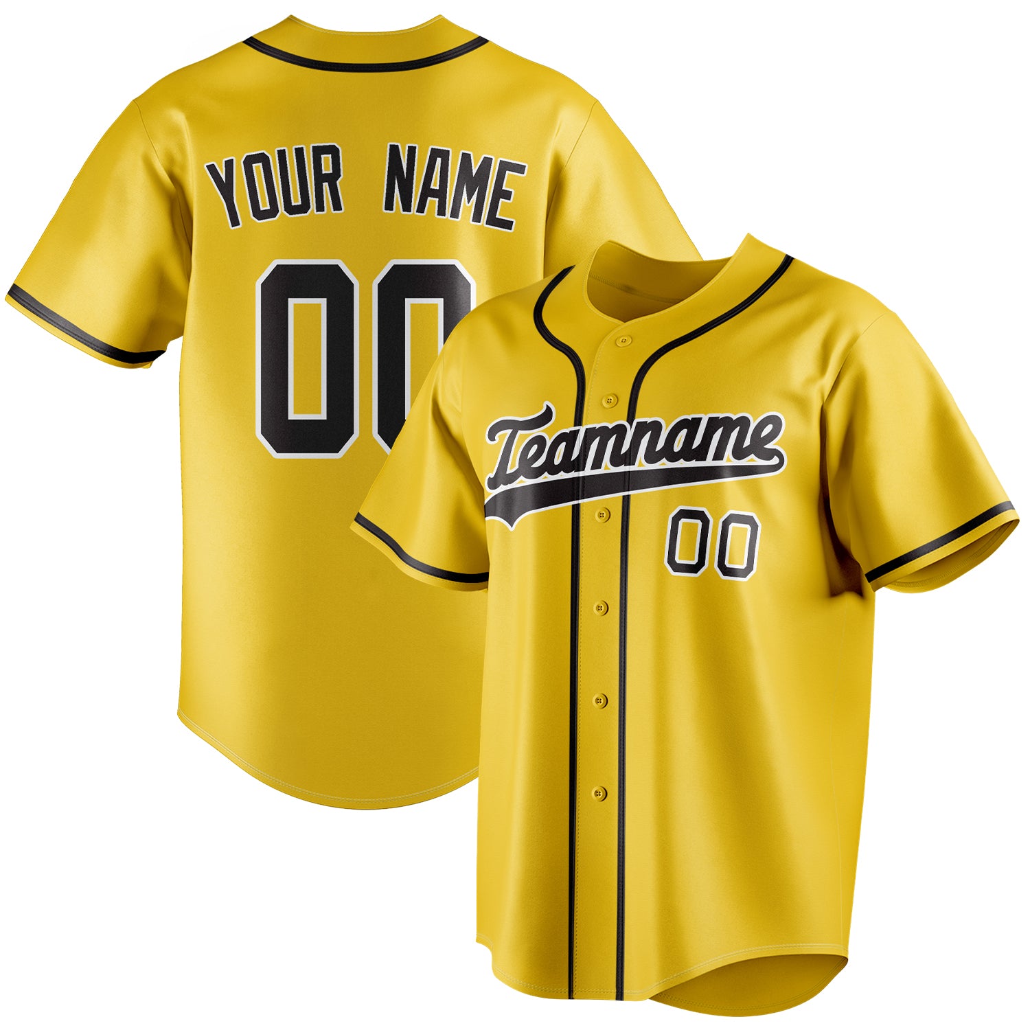 Personalized Yellow & Black Color Fan Baseball Jersey BB01240531CK573