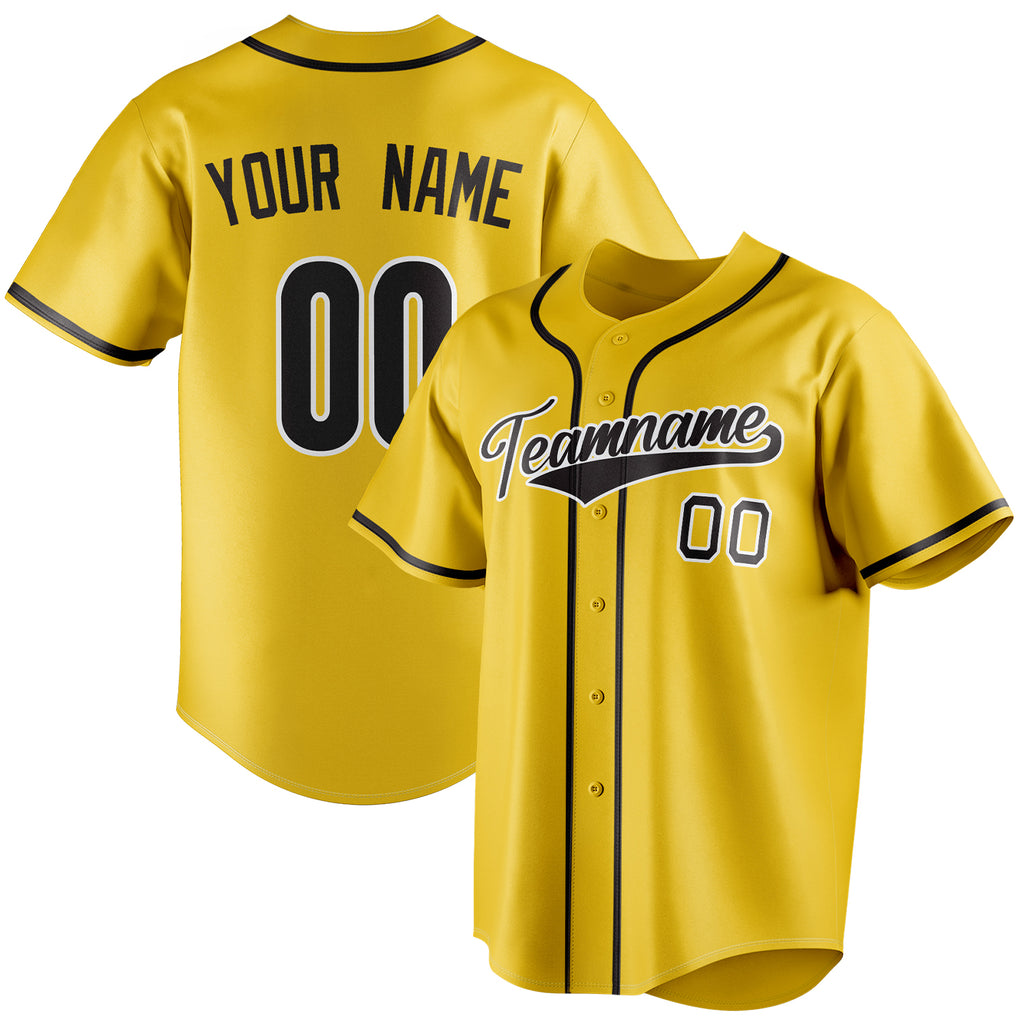 Personalized Yellow & Black Color Fan Baseball Jersey BB01240531CK574