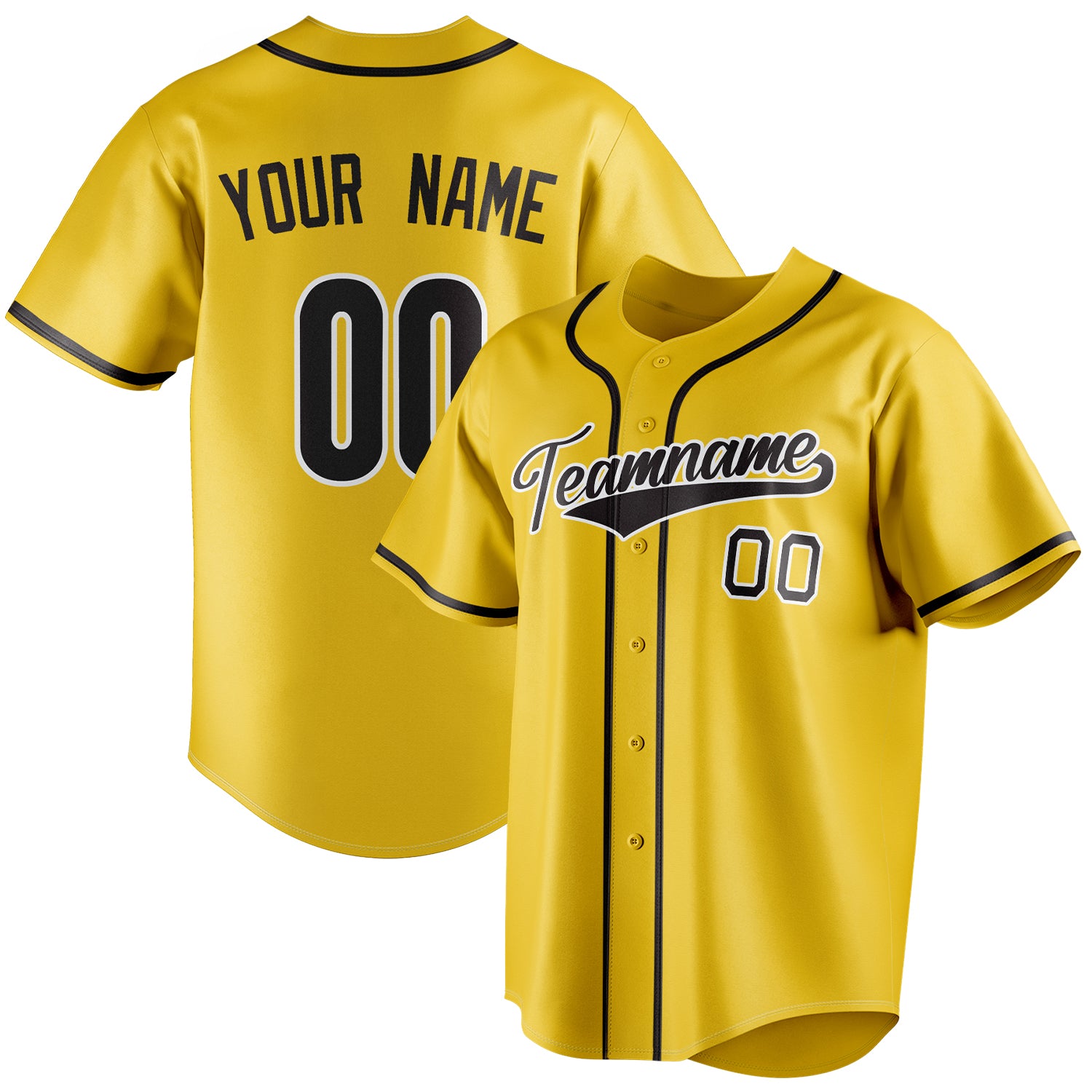 Personalized Yellow & Black Color Fan Baseball Jersey BB01240531CK574