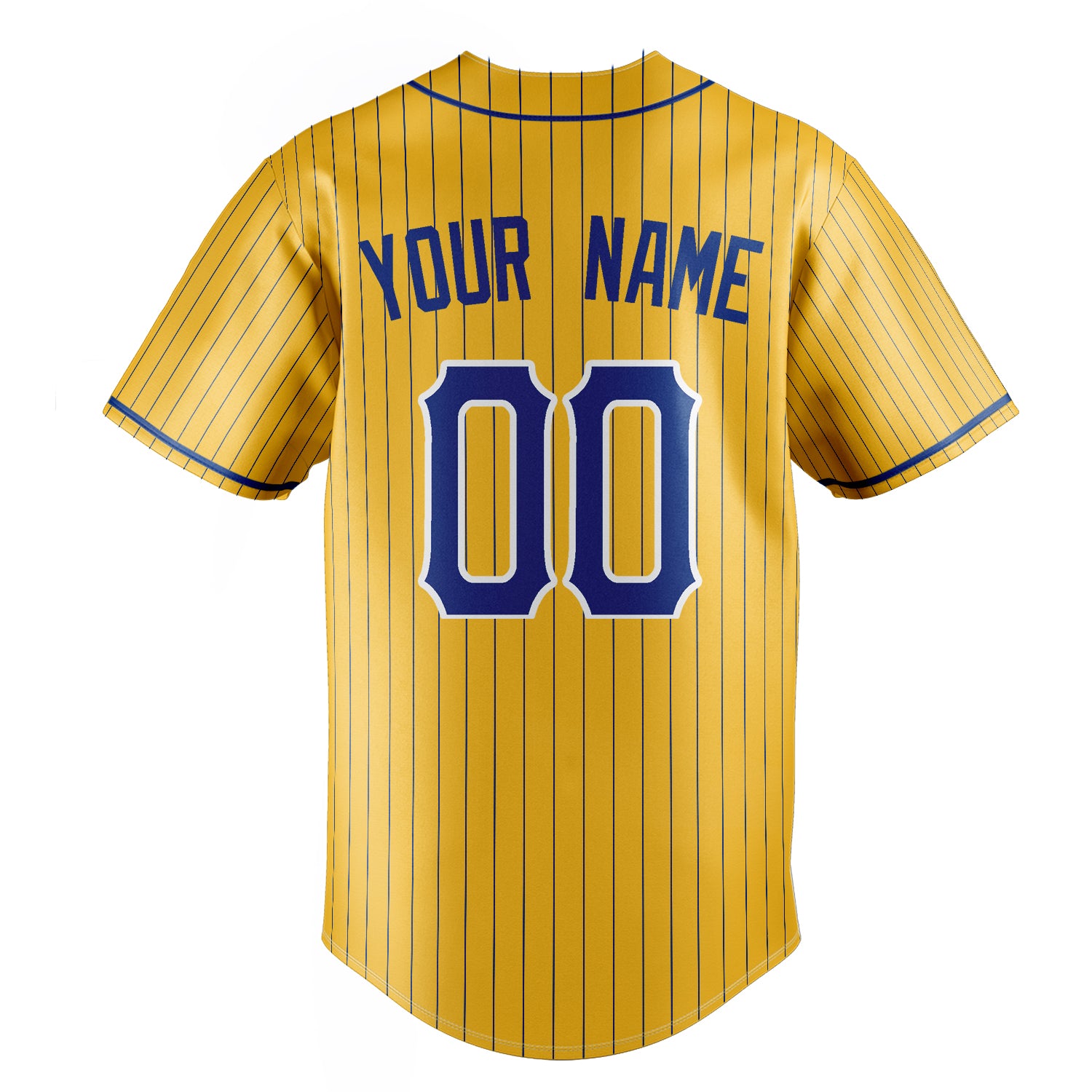 Personalized Yellow & Navy Navy Pinstripe Fan Baseball Jersey