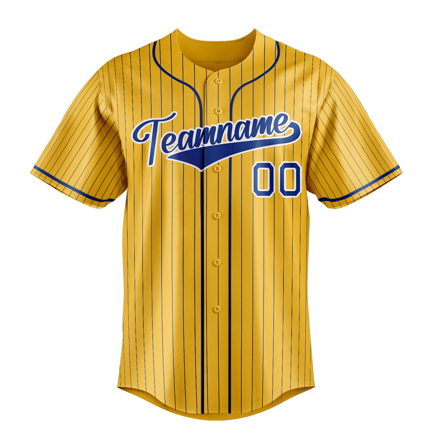 Personalized Yellow & Navy Navy Pinstripe Fan Baseball Jersey