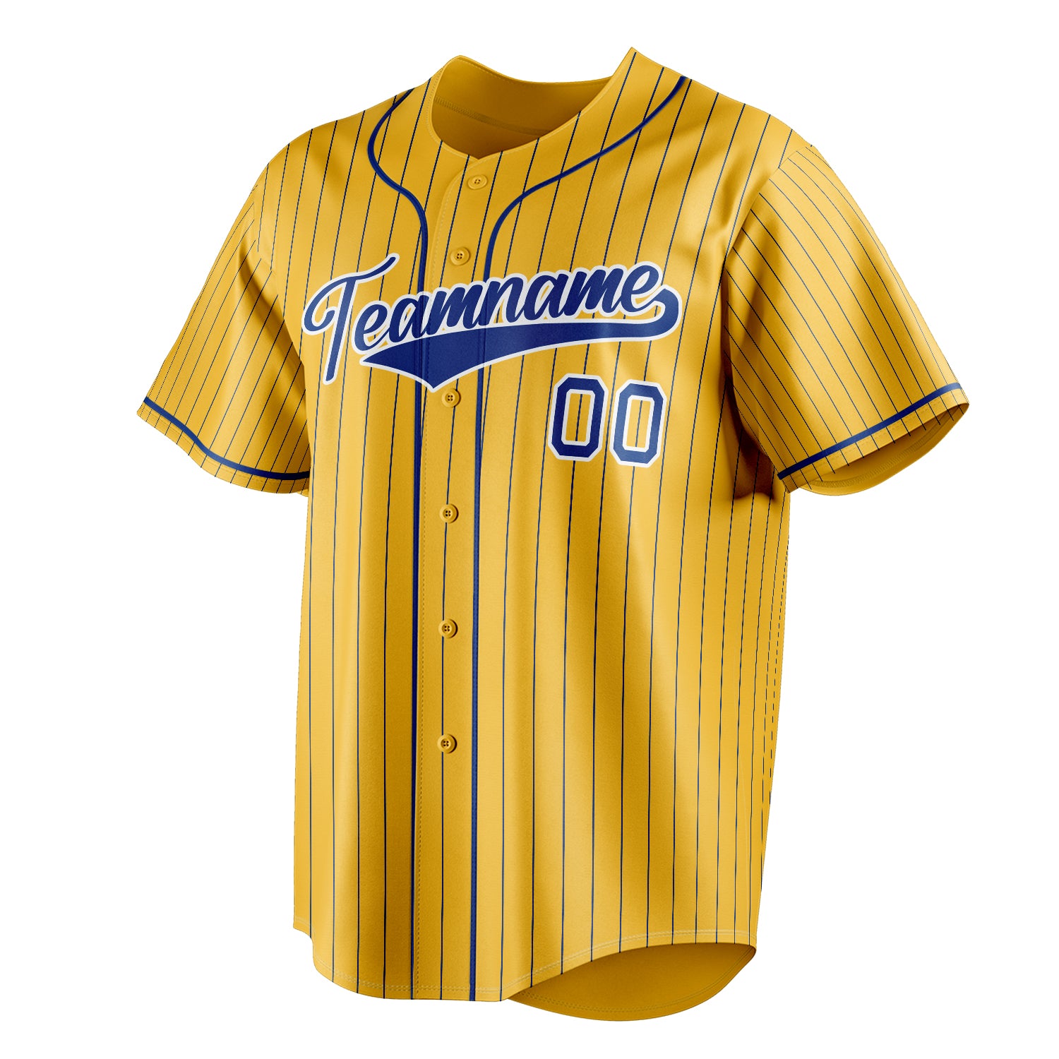 Personalized Yellow & Navy Navy Pinstripe Fan Baseball Jersey