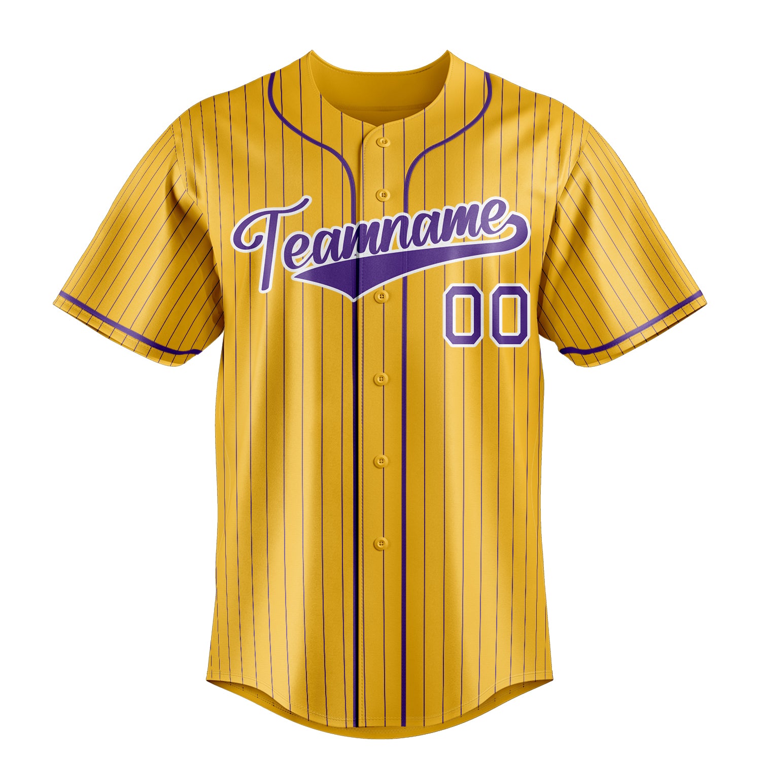 Personalized Yellow & Purple Purple Pinstripe Fan Baseball Jersey