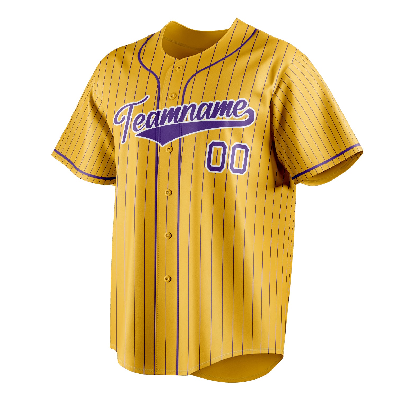 Personalized Yellow & Purple Purple Pinstripe Fan Baseball Jersey