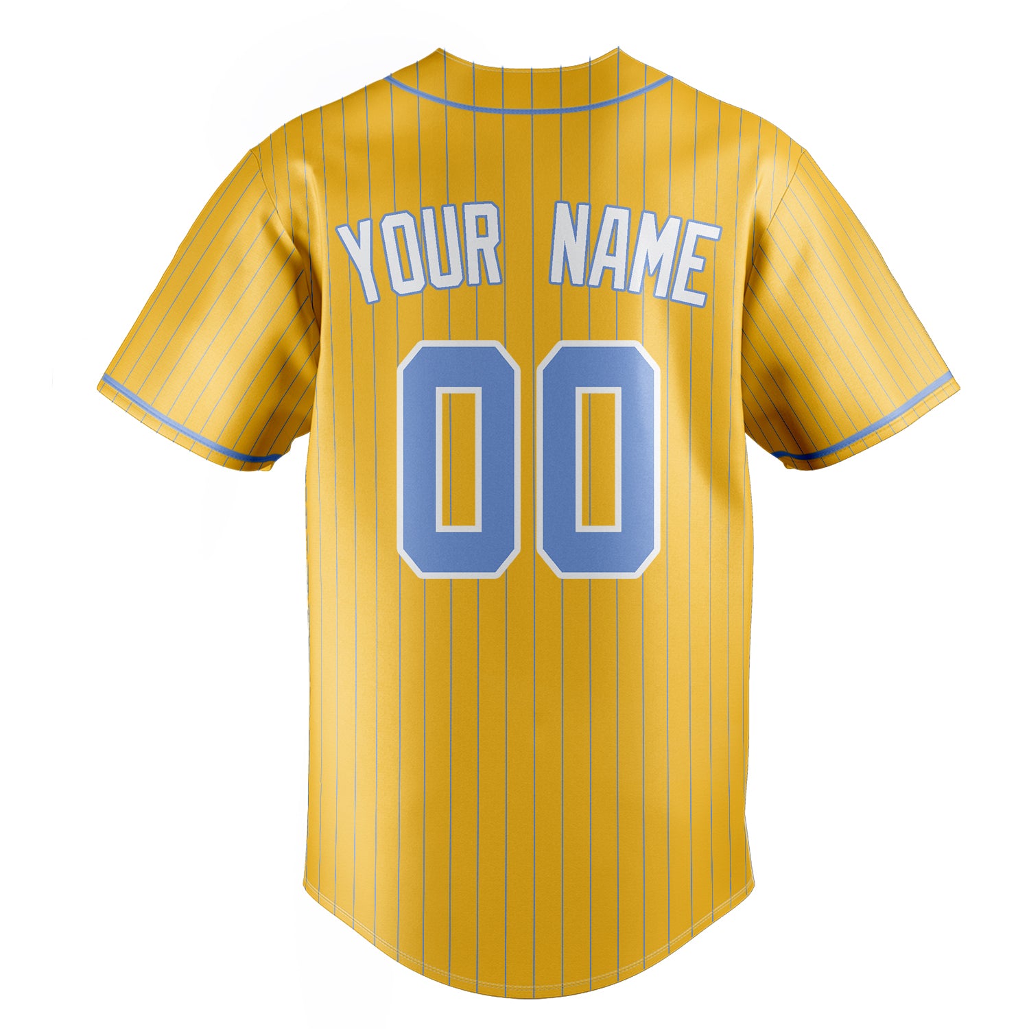 Personalized Yellow & Light Blue Light Blue Pinstripe Fan Baseball Jersey