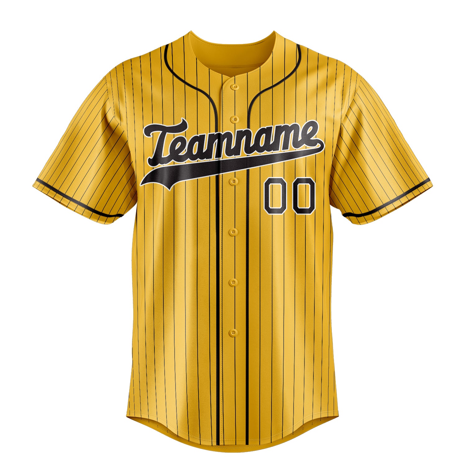 Personalized Yellow & Black Black Pinstripe Fan Baseball Jersey