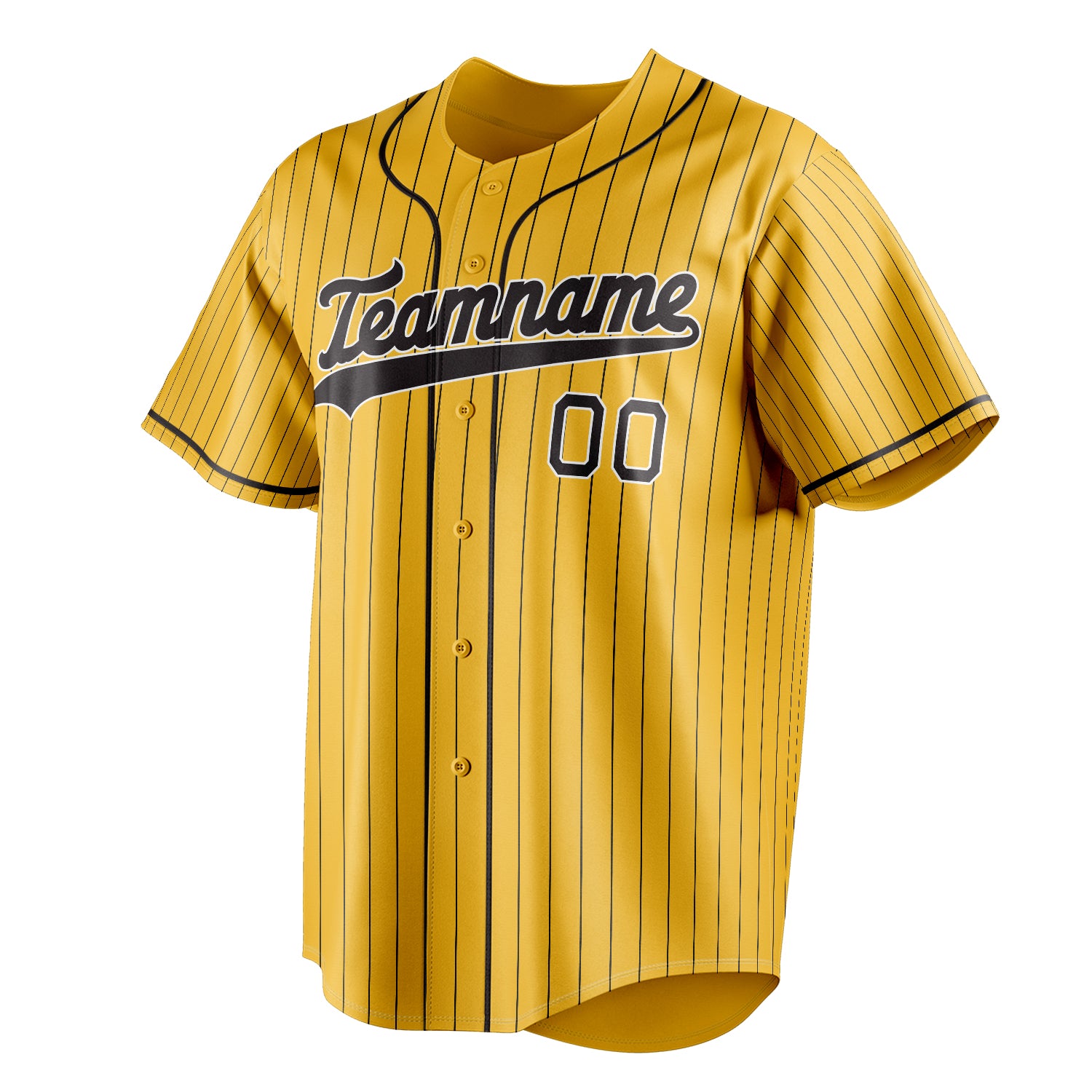 Personalized Yellow & Black Black Pinstripe Fan Baseball Jersey