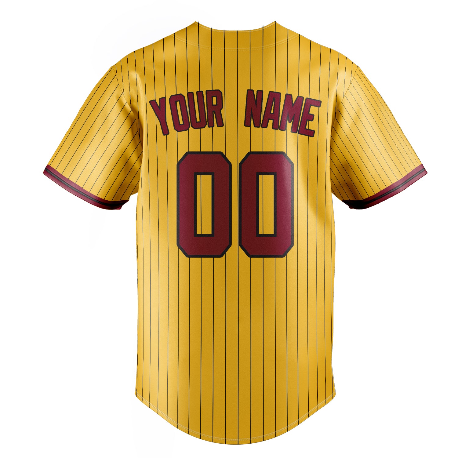 Personalized Yellow & Crimson Black Pinstripe Fan Baseball Jersey