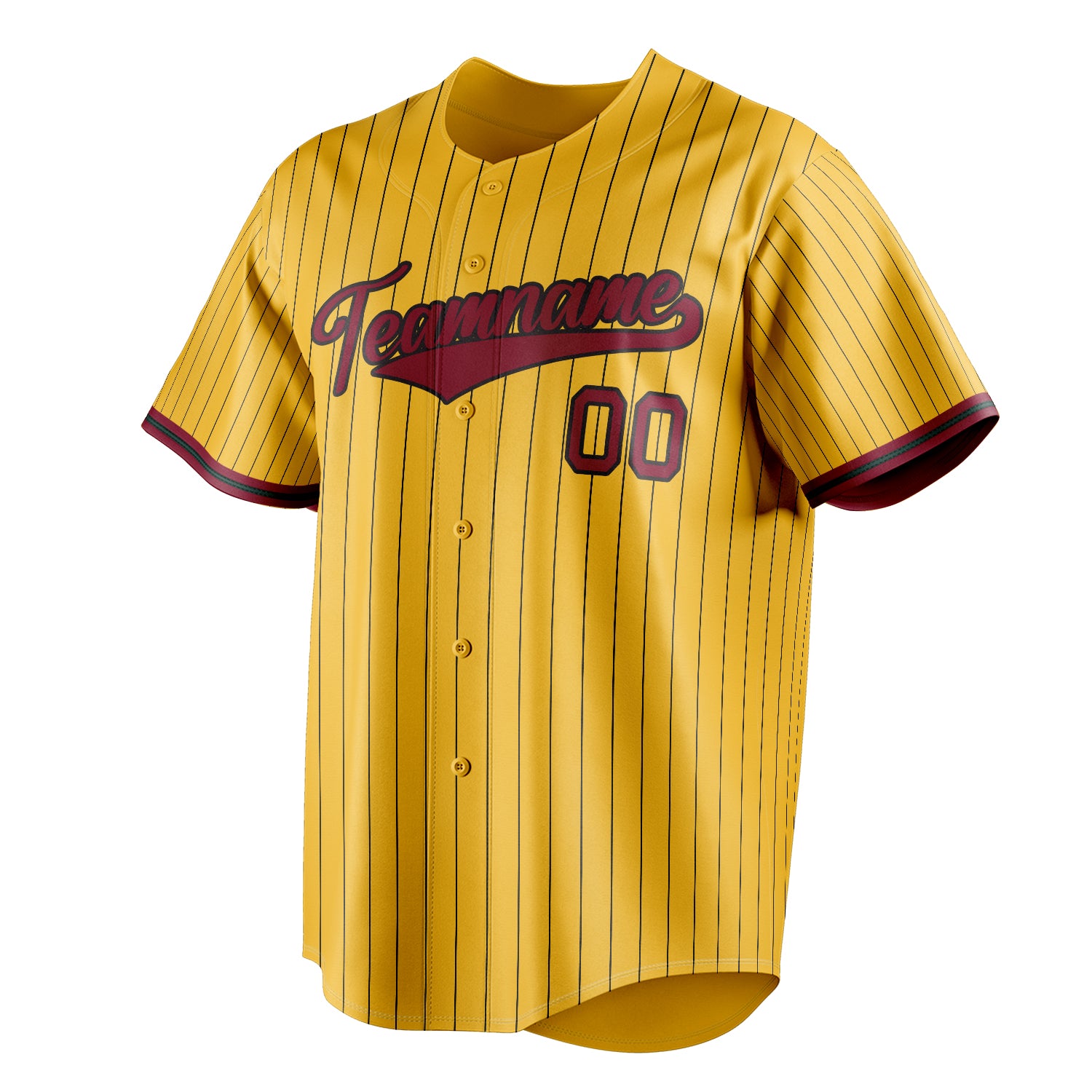 Personalized Yellow & Crimson Black Pinstripe Fan Baseball Jersey