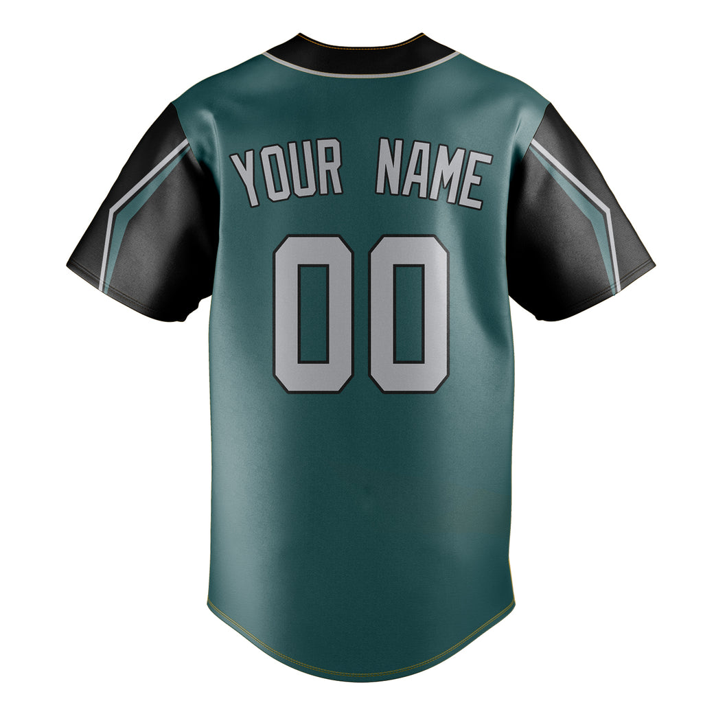 Personalized Midnight Green & Gray 3 Colors Arm Shapes Fan Baseball Jersey