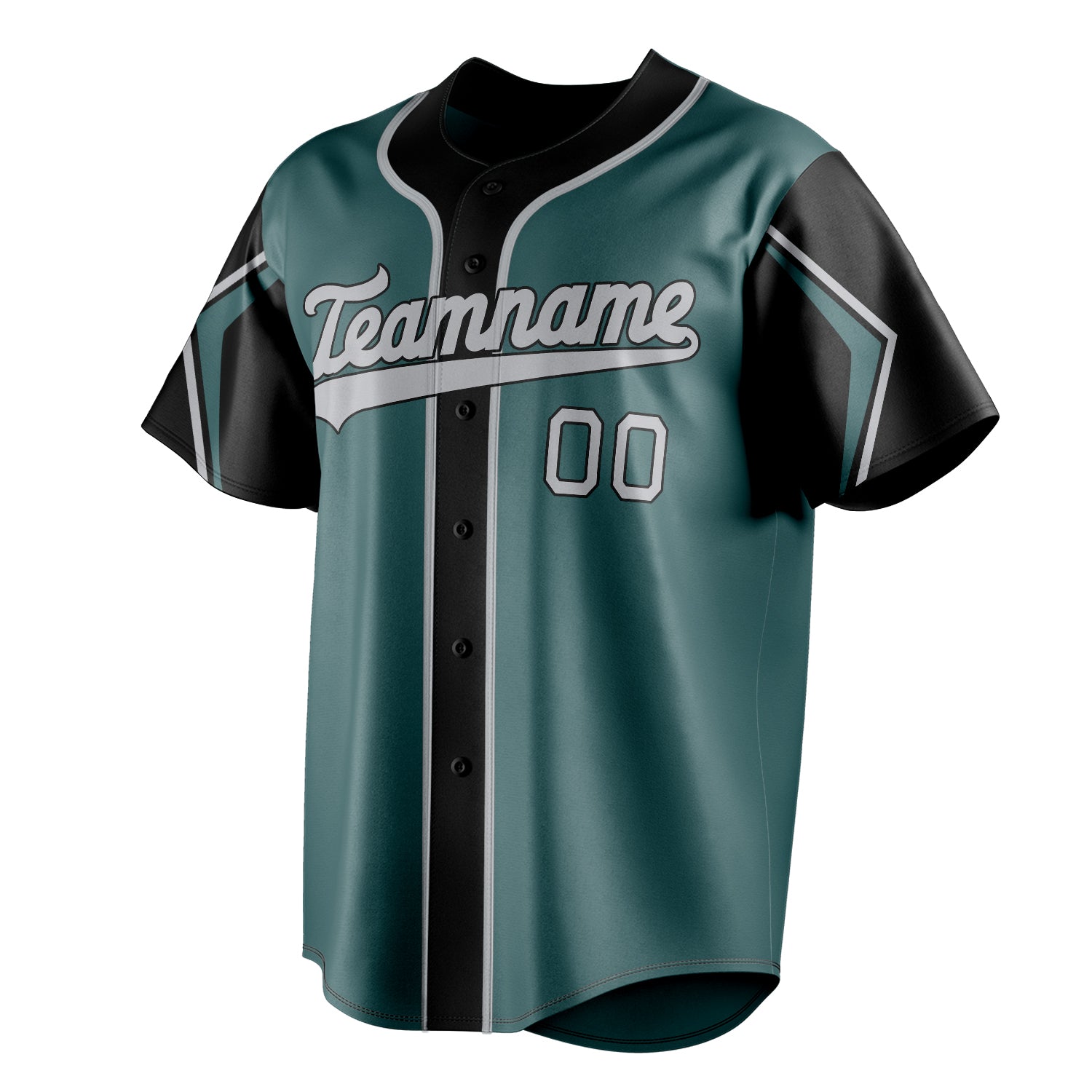 Personalized Midnight Green & Gray 3 Colors Arm Shapes Fan Baseball Jersey