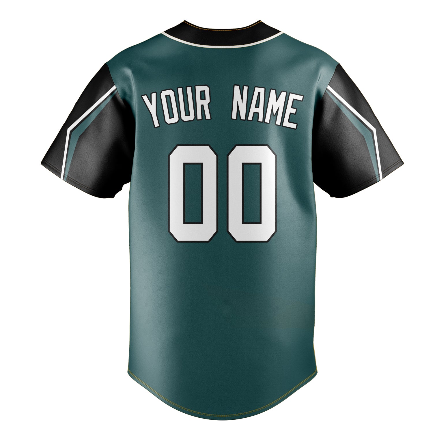 Personalized Midnight Green & White 3 Colors Arm Shapes Fan Baseball Jersey