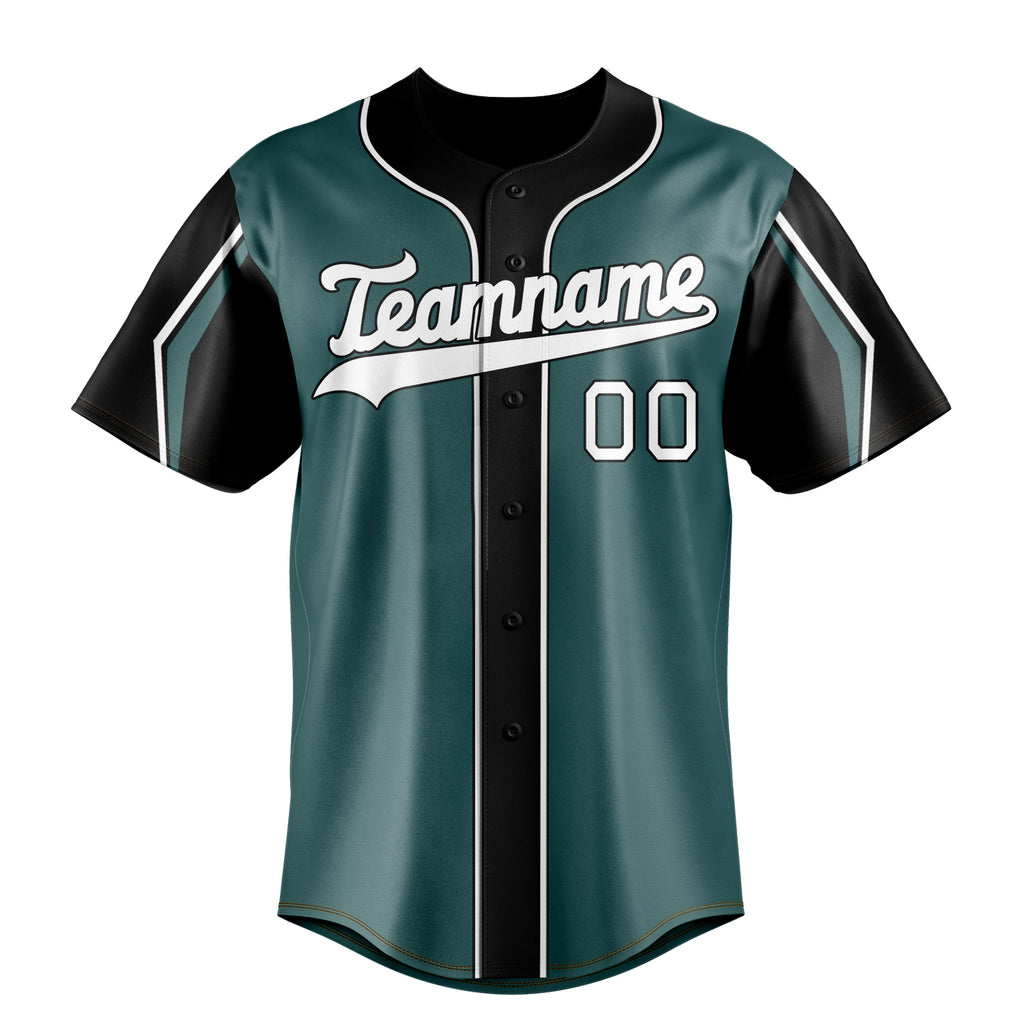 Personalized Midnight Green & White 3 Colors Arm Shapes Fan Baseball Jersey