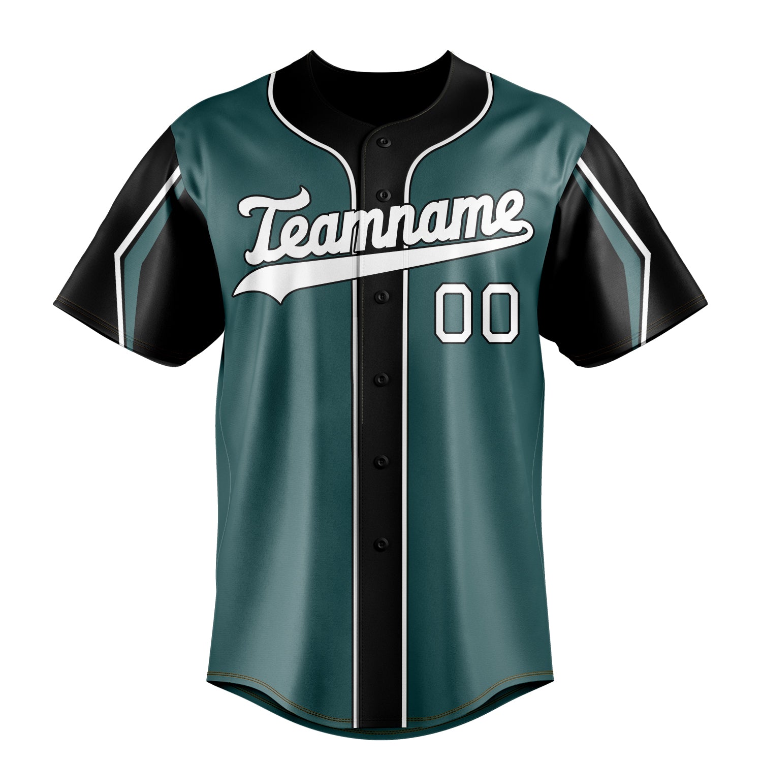 Personalized Midnight Green & White 3 Colors Arm Shapes Fan Baseball Jersey