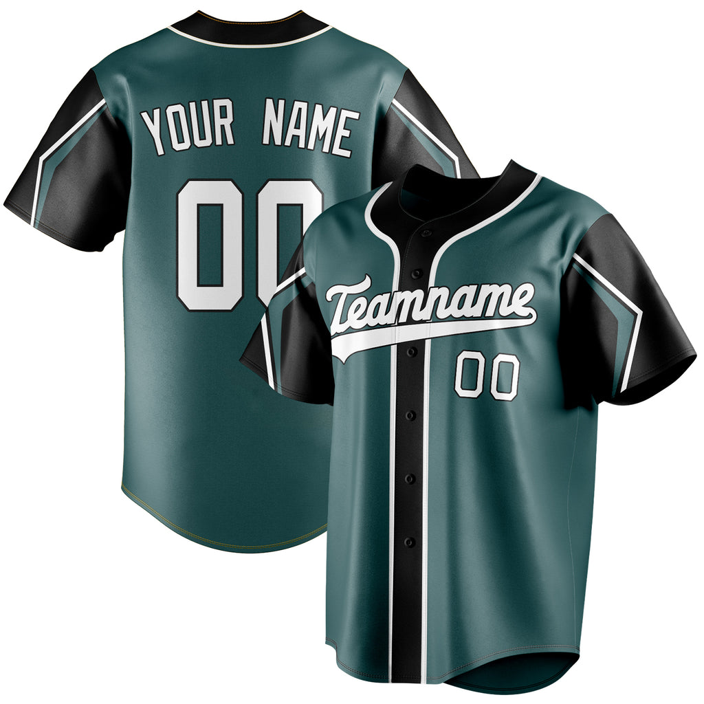 Personalized Midnight Green & White 3 Colors Arm Shapes Fan Baseball Jersey BB01240531JZ443