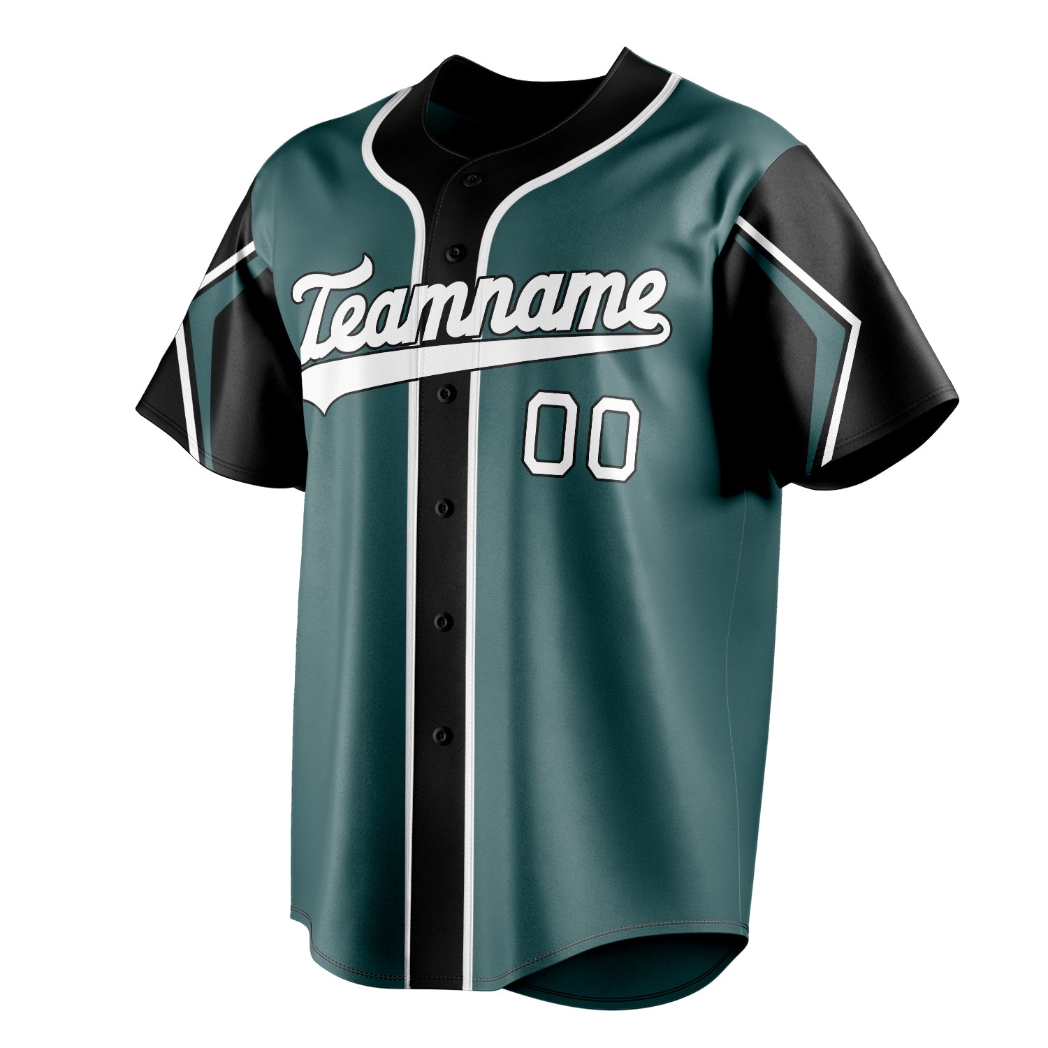 Personalized Midnight Green & White 3 Colors Arm Shapes Fan Baseball Jersey