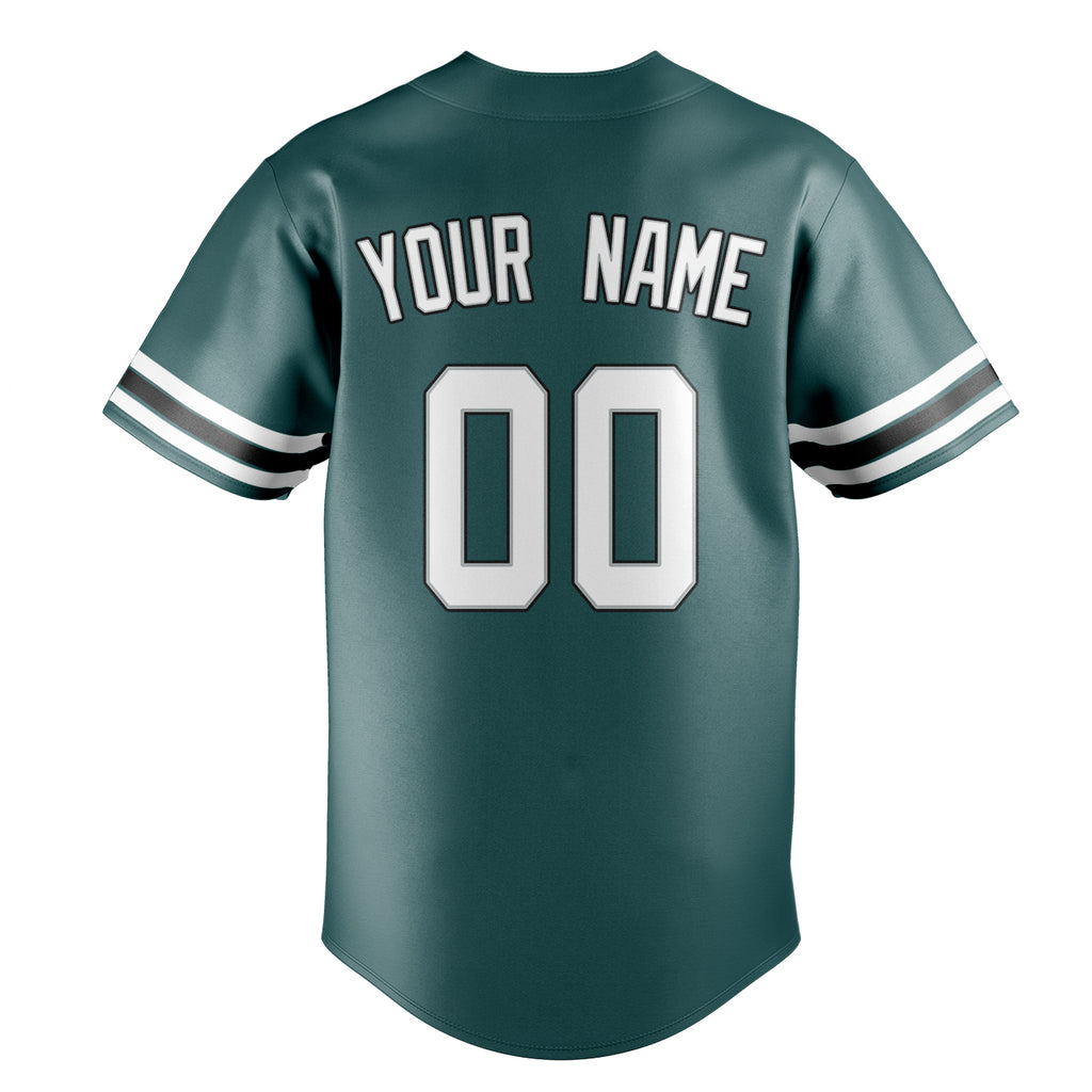 Personalized Midnight Green & White Color Fan Baseball Jersey
