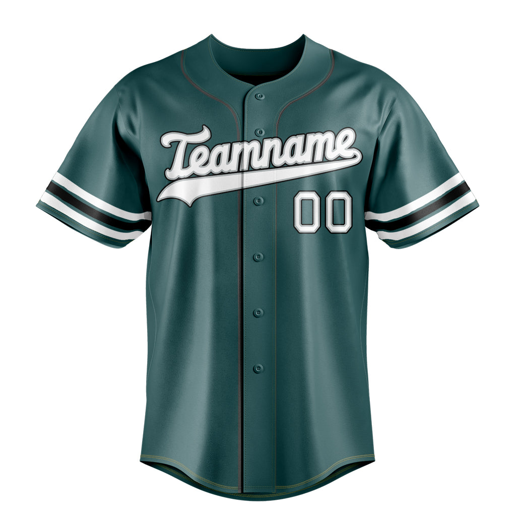 Personalized Midnight Green & White Color Fan Baseball Jersey