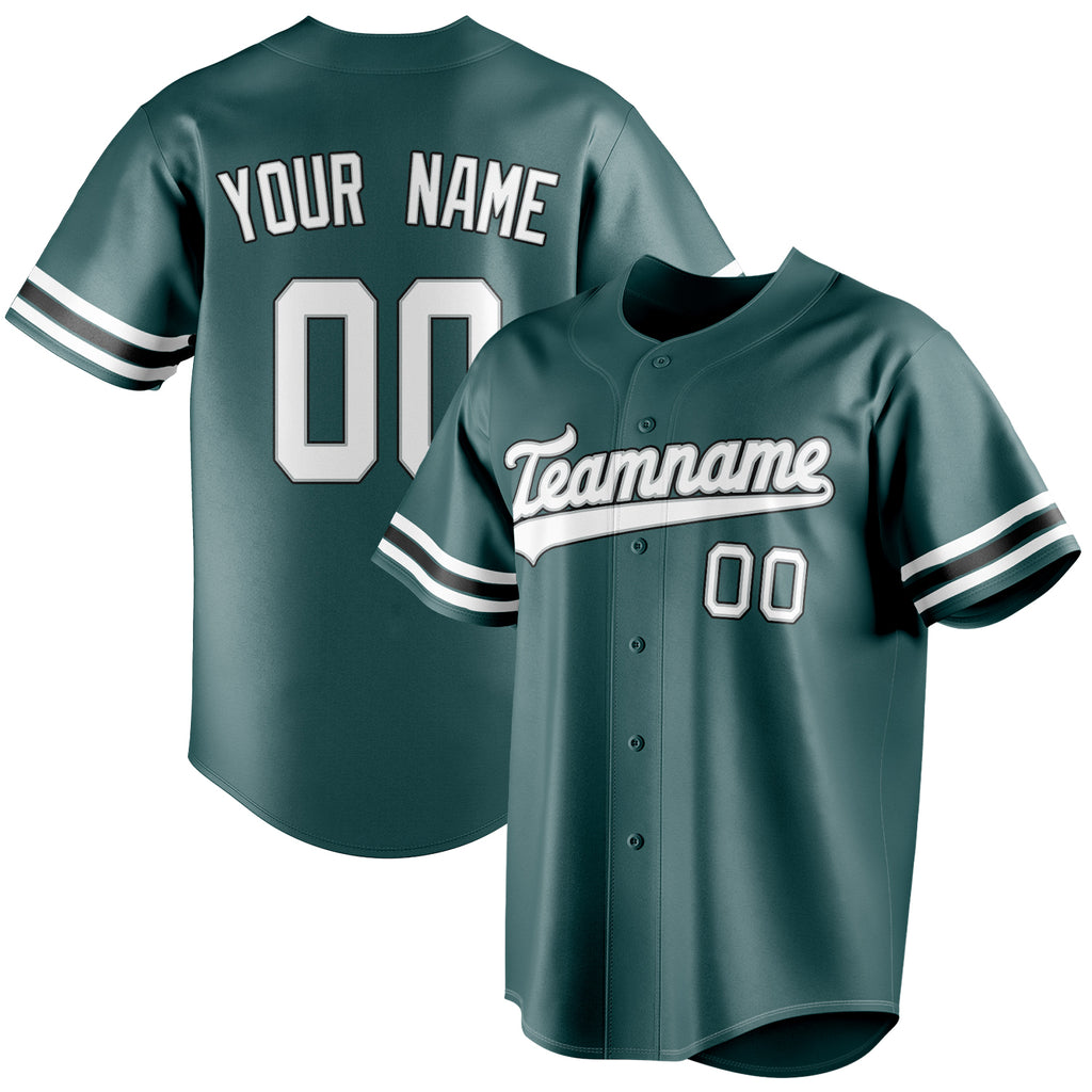 Personalized Midnight Green & White Color Fan Baseball Jersey BB01240531JZ445